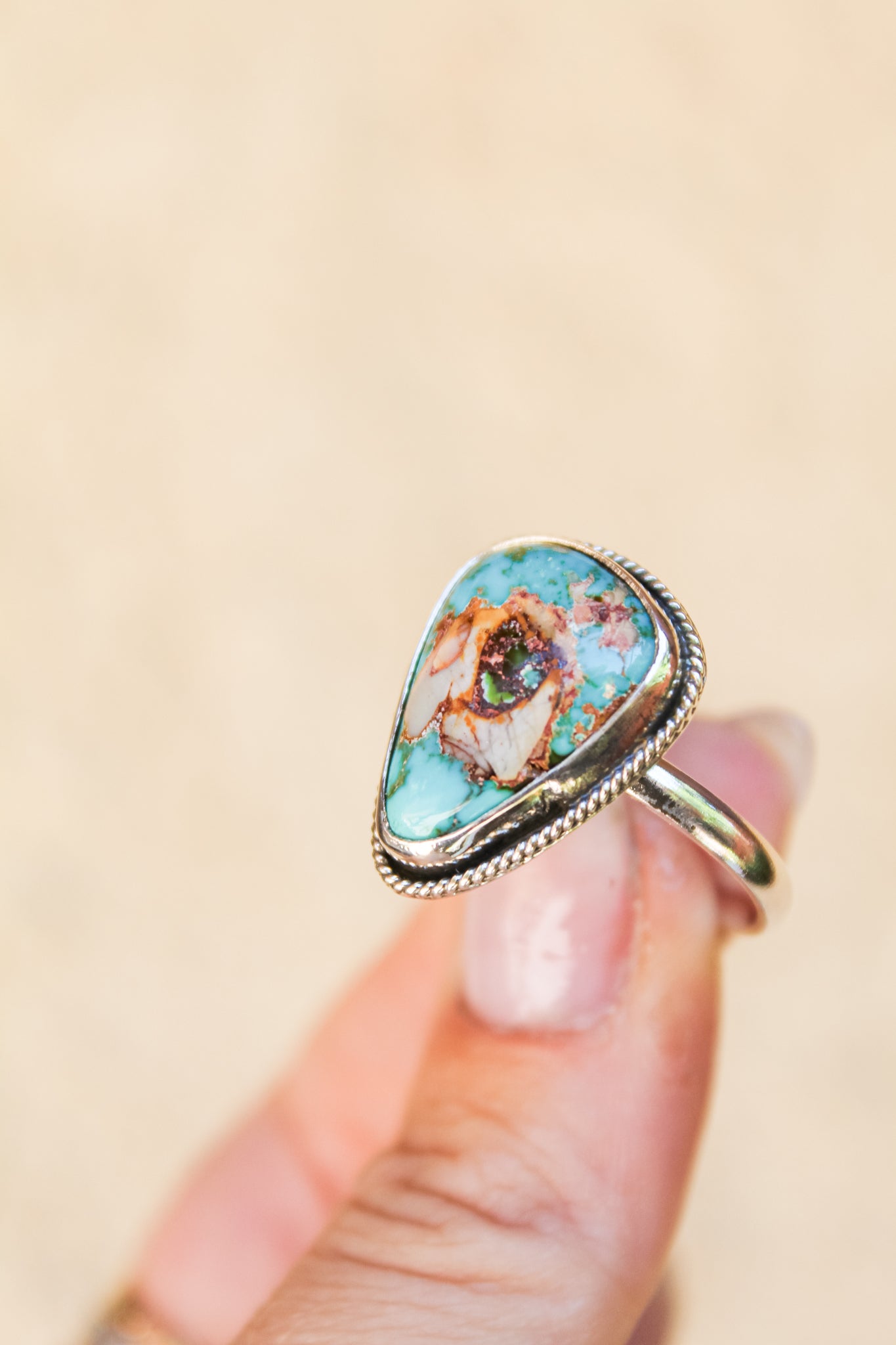 Roped Turquoise Ring size 11.5