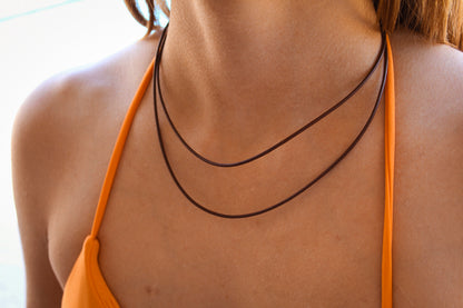 Brown Leather Cord Necklace
