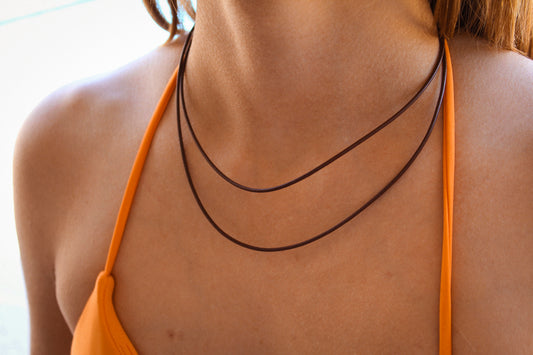 Brown Leather Cord Necklace