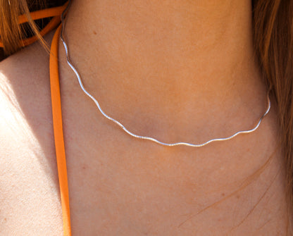 Sterling Silver Wavy Round Chain