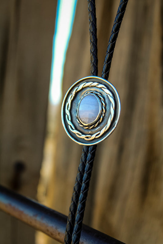 Desert Lace Blue Lace Agate Bolo Tie