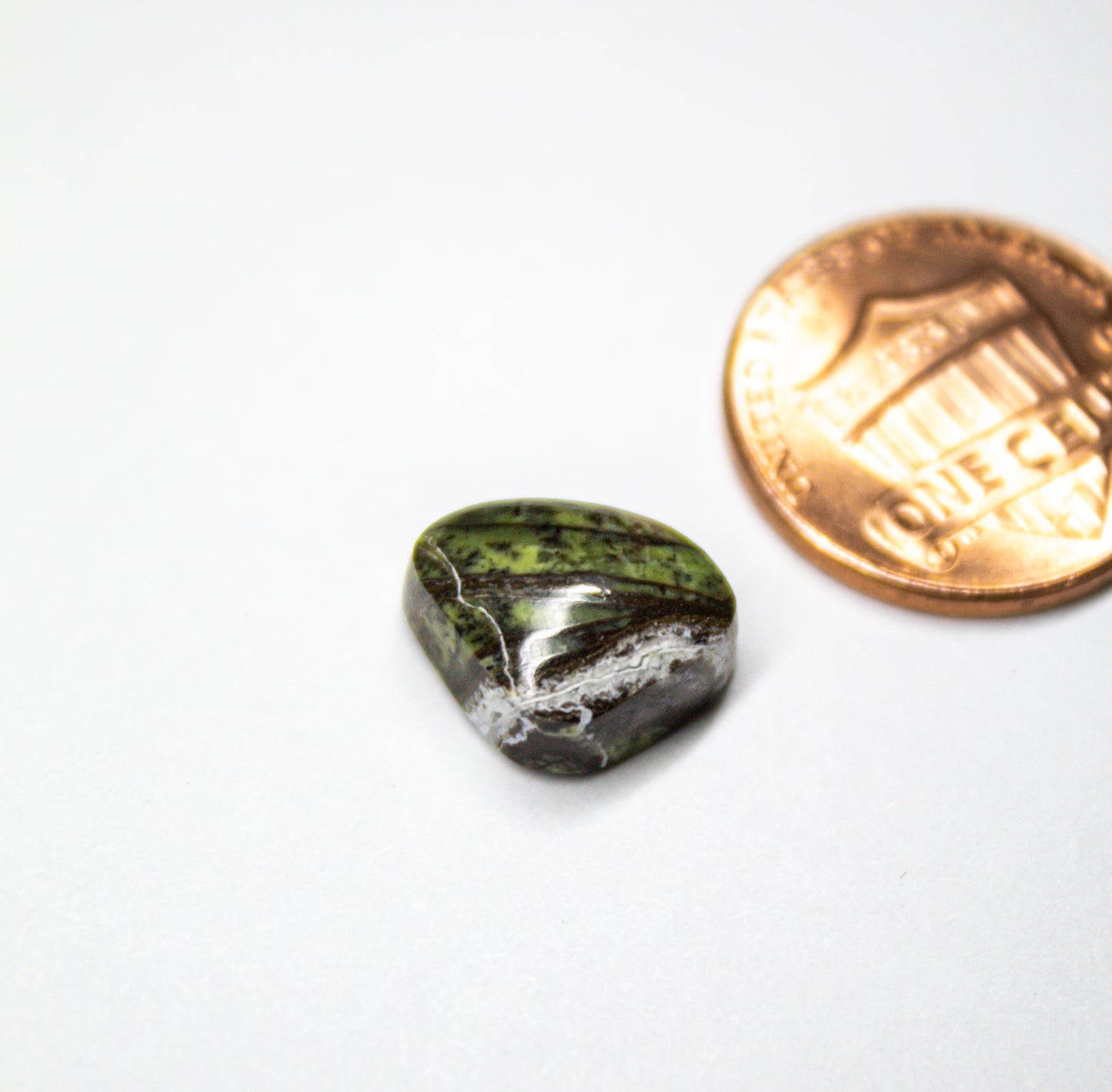 Serpentine Cabochon with Quartz Veining