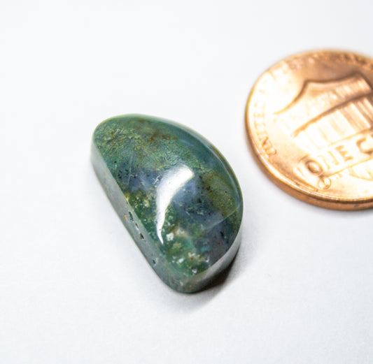 Blue Green Moss Agate Moon Cabochon