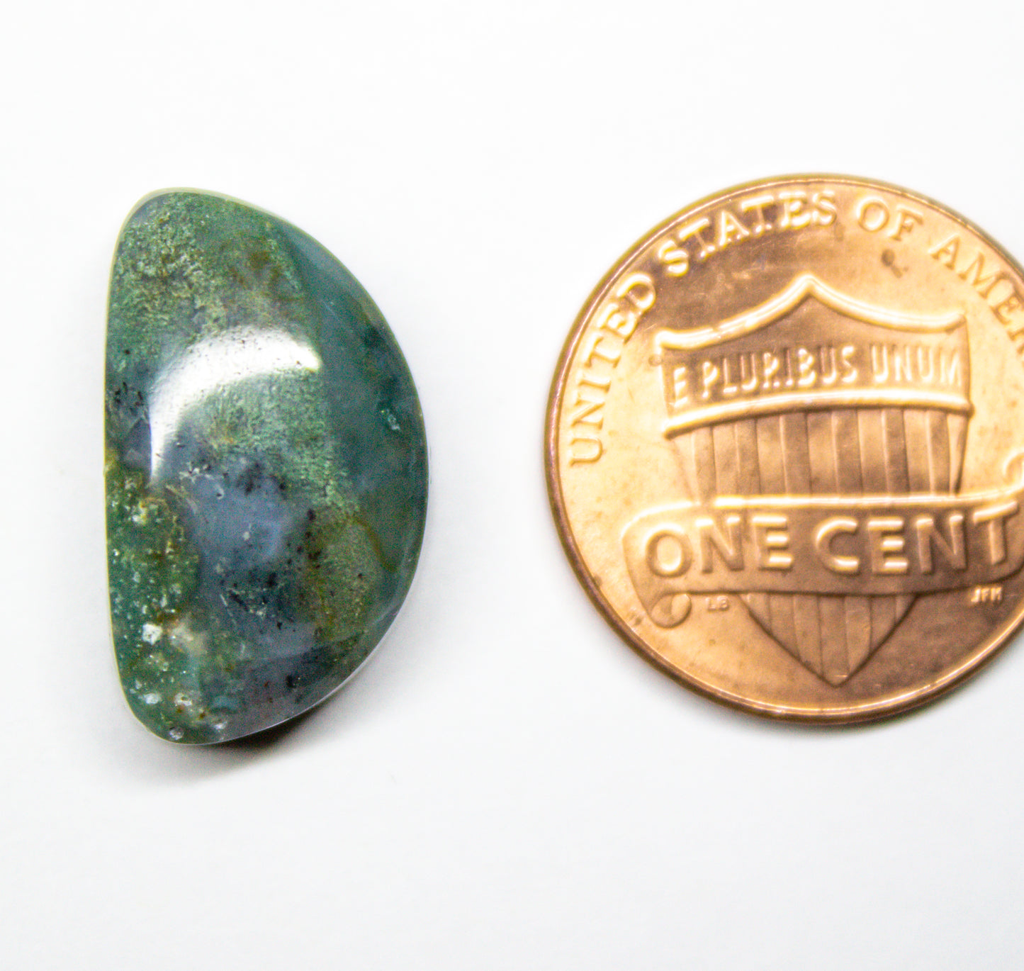 Blue Green Moss Agate Moon Cabochon