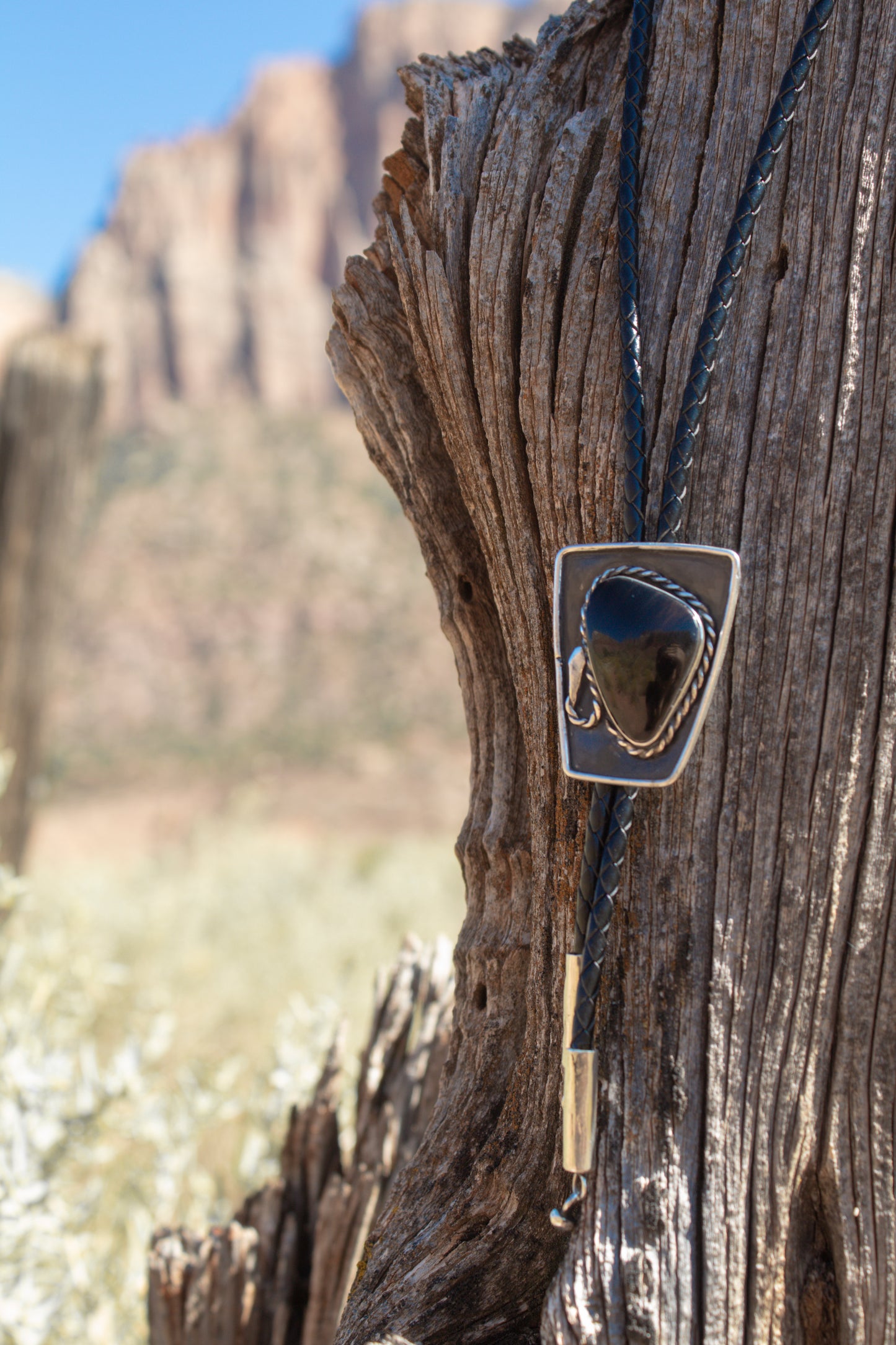 Midnight Rattler Utah Obsidian Bolo Tie