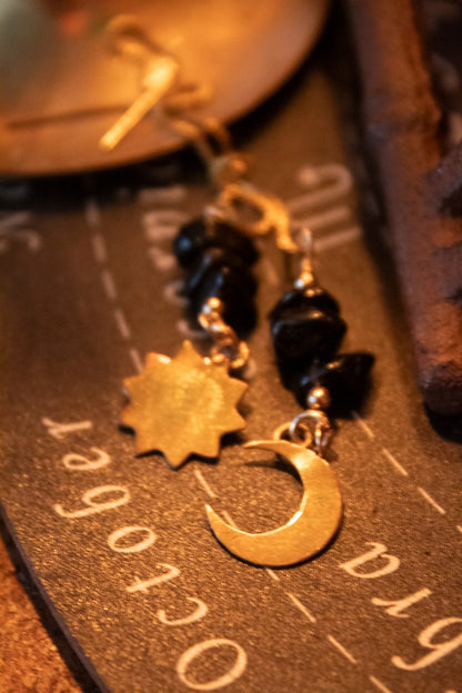 October Earring of the Month: Obsidian Sun + Moon Threaders
