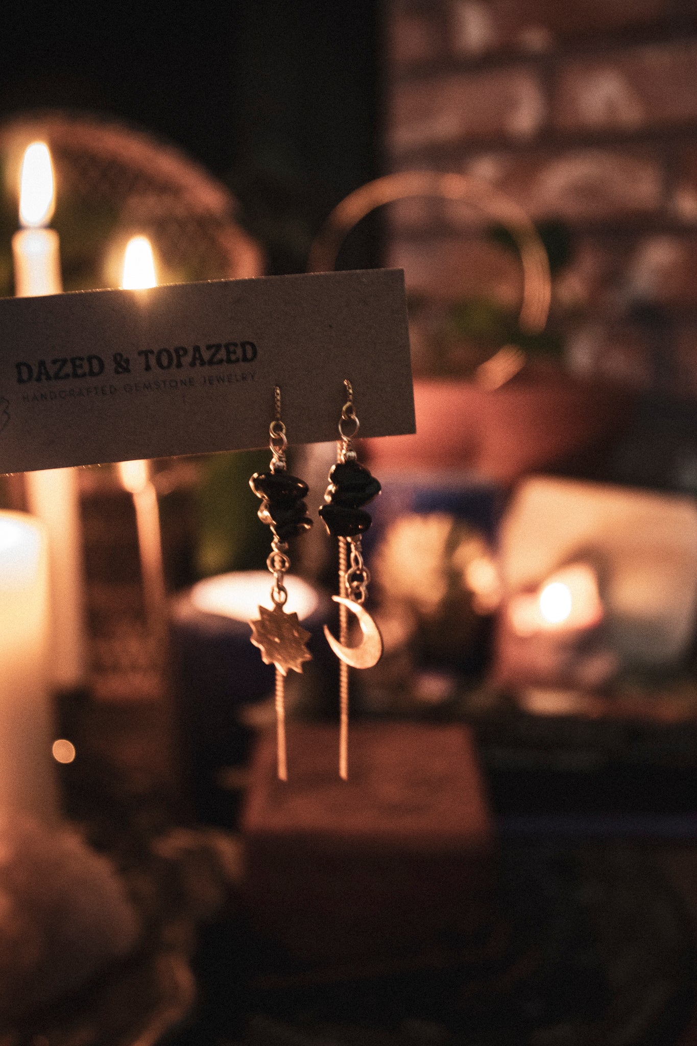 October Earring of the Month: Obsidian Sun + Moon Threaders
