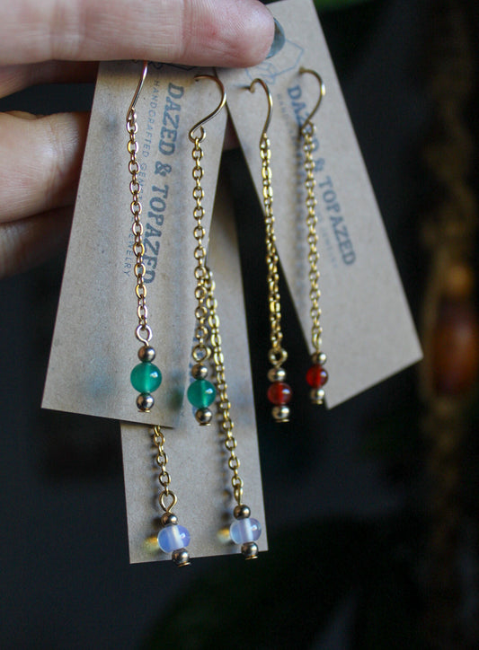 Gemstone Pendulum Earrings