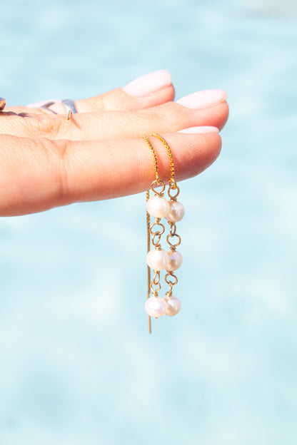 July Earring of the Month: Sundrop Pearl Threader Earrings