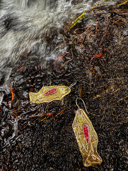 September Earring of the Month: Red Coral Brass Salmon Earrings