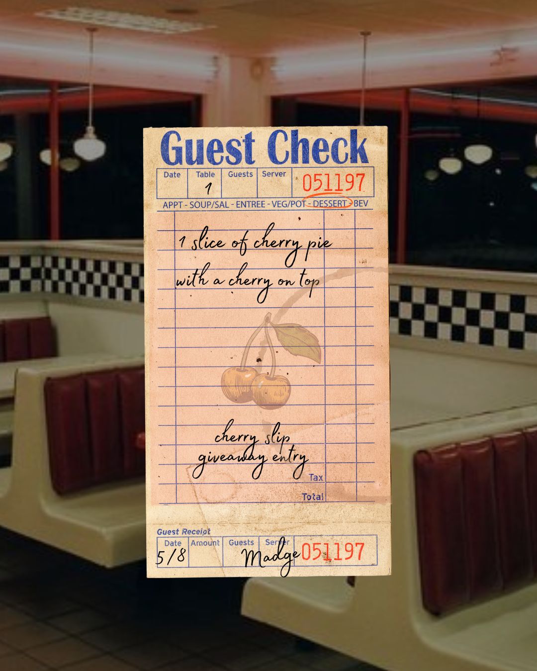 🍒 Cherry Slip- Virtual Diner Entry