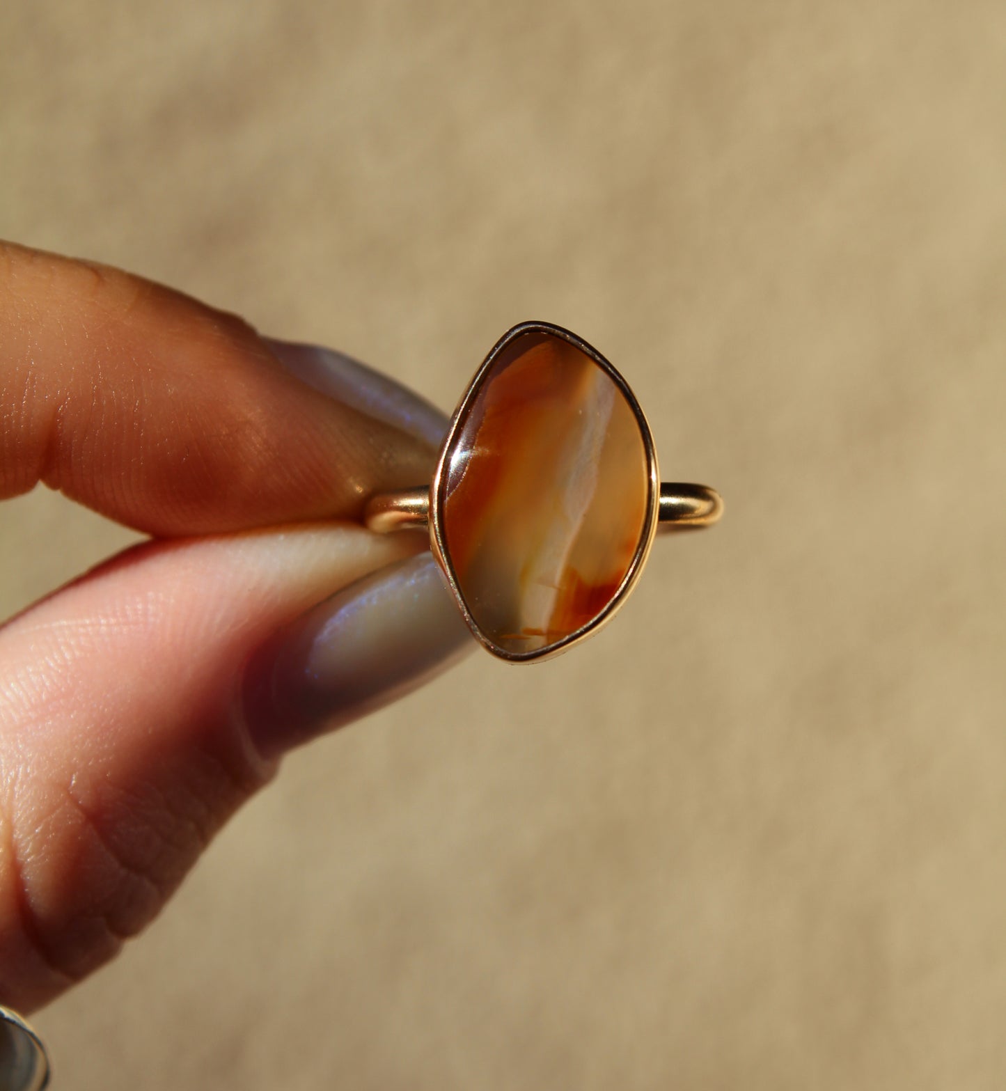 Orange Creamsicle Montana Agate 14k Gold Filled Rings